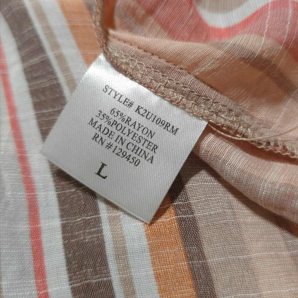 ✨️4/$20. COMO BLU Retro Striped Long Sleeve, Linen Look. Multi-Color, 70's - Picture 11 of 13